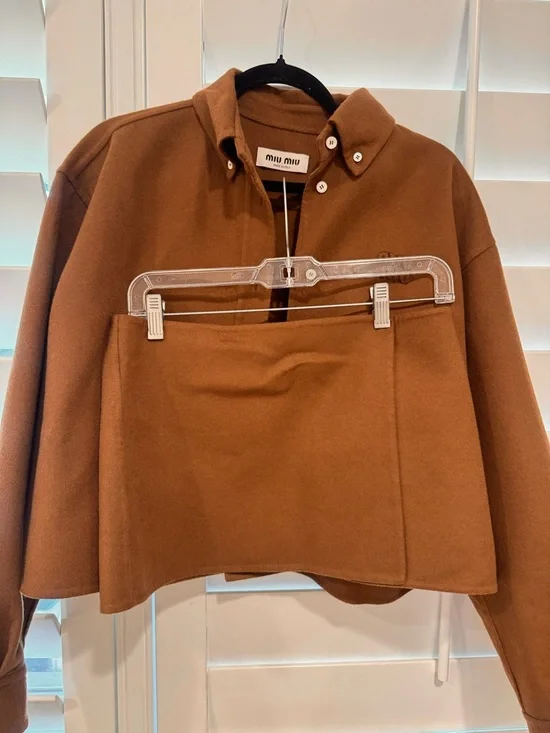 Miu Miu Cropped Button-Down Jacket in Warm Brown Size XS/S - Picture 2 of 15